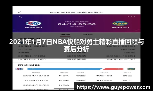 2021年1月7日NBA快船对勇士精彩直播回顾与赛后分析